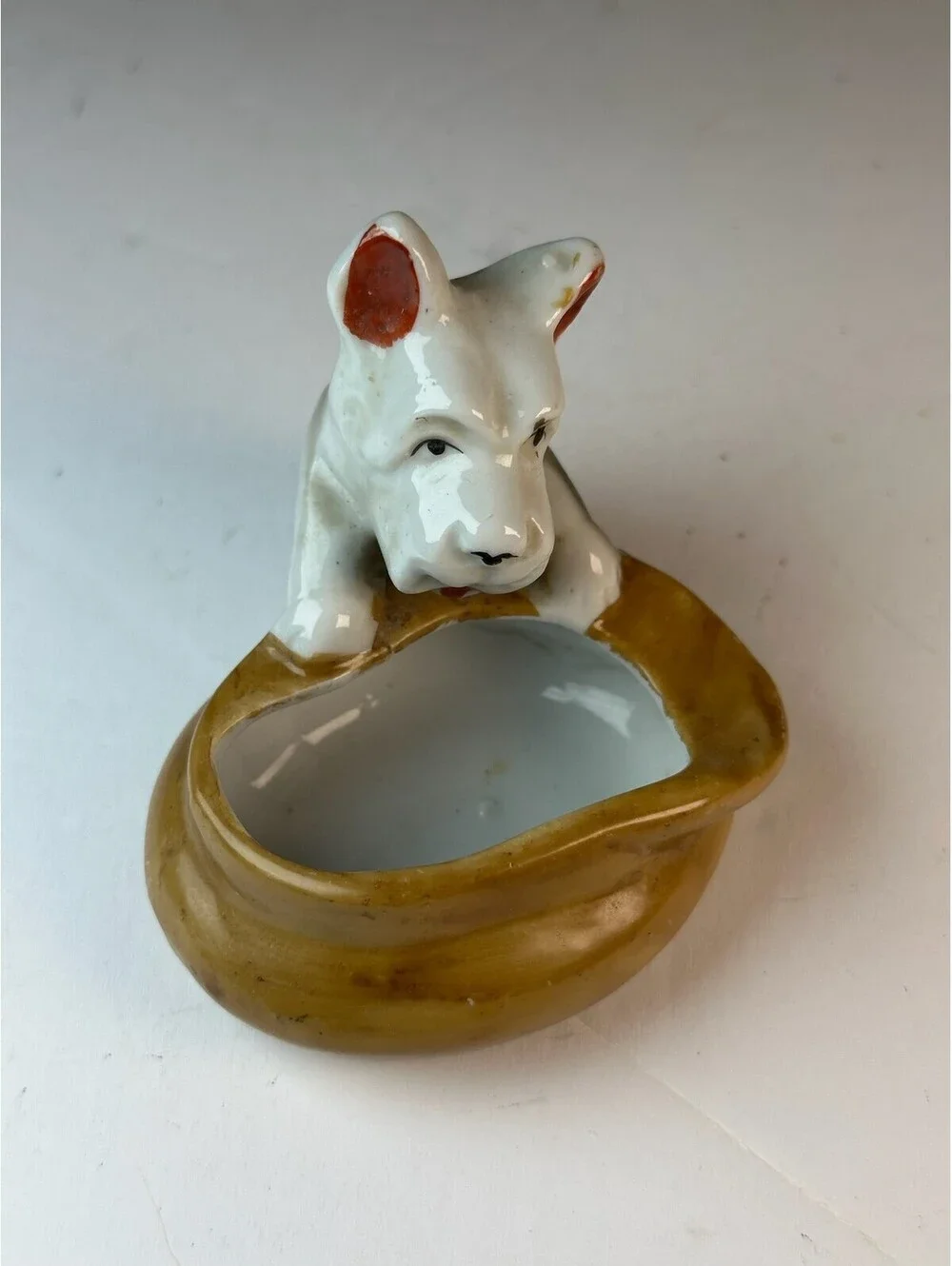 Vintage Occupied Japan Ceramic Dog Figurine Planter Trinket Dish D-3